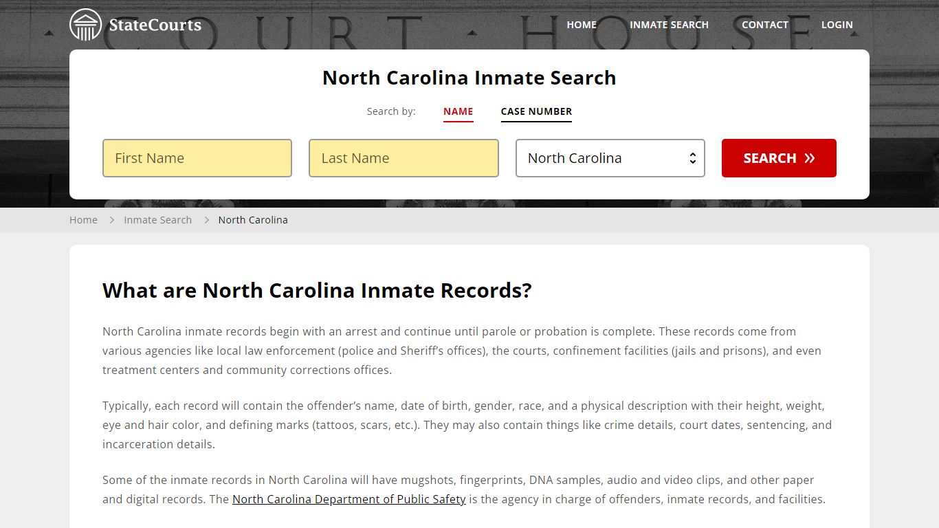 What are North Carolina Inmate Records? - State Courts